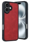 Newface iPhone 16 Kılıf Aras Deri Kapak - Kırmızı