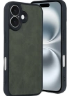 Newface iPhone 16 Kılıf Aras Deri Kapak - Koyu Yeşil