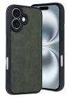 Newface iPhone 16 Kılıf Aras Deri Kapak - Koyu Yeşil