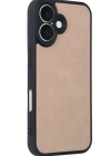 Newface iPhone 16 Kılıf Aras Deri Kapak - Pudra