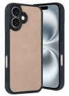 Newface iPhone 16 Kılıf Aras Deri Kapak - Pudra