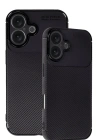 Newface iPhone 16 Kılıf Auto Focus Karbon Kapak - Siyah