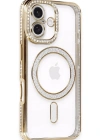 Newface iPhone 16 Kılıf Joke Simli Magneticsafe Kılıf - Gold