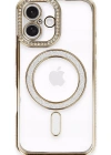 Newface iPhone 16 Kılıf Joke Simli Magneticsafe Kılıf - Gold