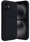 Newface iPhone 16 Kılıf Kelvin Kartvizitli Silikon - Siyah
