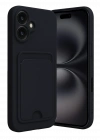 Newface iPhone 16 Kılıf Kelvin Kartvizitli Silikon - Siyah