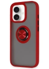 Newface iPhone 16 Kılıf Montreal Yüzüklü Silikon Kapak - Kırmızı
