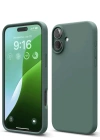 Newface iPhone 16 Kılıf Nano içi Kadife Silikon - Koyu Yeşil