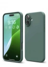 Newface iPhone 16 Kılıf Nano içi Kadife Silikon - Koyu Yeşil