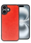 Newface iPhone 16 Plus Kılıf Aras Deri Kapak - Kırmızı