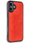 Newface iPhone 16 Plus Kılıf Aras Deri Kapak - Kırmızı