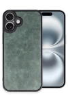 Newface iPhone 16 Plus Kılıf Aras Deri Kapak - Koyu Yeşil
