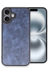 Newface iPhone 16 Plus Kılıf Aras Deri Kapak - Lacivert