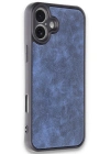 Newface iPhone 16 Plus Kılıf Aras Deri Kapak - Lacivert