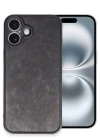 Newface iPhone 16 Plus Kılıf Aras Deri Kapak - Siyah