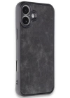 Newface iPhone 16 Plus Kılıf Aras Deri Kapak - Siyah