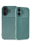 Newface iPhone 16 Plus Kılıf Auto Focus Karbon Kapak - Koyu Yeşil