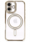 Newface iPhone 16 Plus Kılıf Joke Simli Magneticsafe Kılıf - Gold
