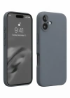 Newface iPhone 16 Plus Kılıf Nano içi Kadife Silikon - Gri