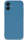 Newface iPhone 16 Plus Kılıf Nano içi Kadife Silikon - Mavi