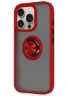 Newface iPhone 16 Pro Kılıf Montreal Yüzüklü Silikon Kapak - Kırmızı