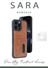 Newface iPhone 16 Pro Kılıf Sara Kartvizitli Deri Kılıf - Kırmızı
