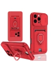 Newface iPhone 16 Pro Kılıf Zuma Kartvizitli Yüzüklü Silikon - Kırmızı