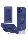 Newface iPhone 16 Pro Kılıf Zuma Kartvizitli Yüzüklü Silikon - Lacivert