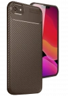 Newface iPhone 16E Kılıf Auto Focus Karbon Kapak - Kahverengi