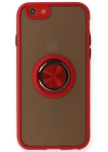 Newface iPhone 6 Kılıf Montreal Yüzüklü Silikon Kapak - Kırmızı