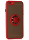 Newface iPhone 6 Kılıf Montreal Yüzüklü Silikon Kapak - Kırmızı