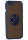 Newface iPhone 6 Kılıf Montreal Yüzüklü Silikon Kapak - Lacivert