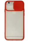 Newface iPhone 6 Kılıf Palm Buzlu Kamera Sürgülü Silikon - Kırmızı