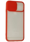 Newface iPhone 6 Kılıf Palm Buzlu Kamera Sürgülü Silikon - Kırmızı