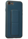 Newface iPhone 7 Kılıf Coco Deri Standlı Kapak - Mavi
