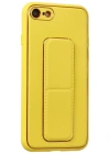 Newface iPhone 7 Kılıf Coco Deri Standlı Kapak - Sarı