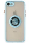 Newface iPhone 7 Kılıf Montreal Yüzüklü Silikon Kapak - Buz Mavi
