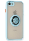 Newface iPhone 7 Kılıf Montreal Yüzüklü Silikon Kapak - Buz Mavi
