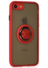 Newface iPhone 7 Kılıf Montreal Yüzüklü Silikon Kapak - Kırmızı