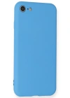 Newface iPhone 7 Kılıf Nano içi Kadife Silikon - Mavi
