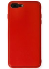Newface iPhone 7 Plus Kılıf Coco Deri Silikon Kapak - Kırmızı