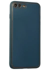 Newface iPhone 7 Plus Kılıf Coco Deri Silikon Kapak - Mavi