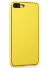 Newface iPhone 7 Plus Kılıf Coco Deri Silikon Kapak - Sarı