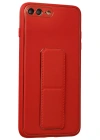Newface iPhone 7 Plus Kılıf Coco Deri Standlı Kapak - Kırmızı