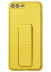 Newface iPhone 7 Plus Kılıf Coco Deri Standlı Kapak - Sarı