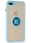 Newface iPhone 7 Plus Kılıf Montreal Yüzüklü Silikon Kapak - Buz Mavi