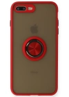 Newface iPhone 7 Plus Kılıf Montreal Yüzüklü Silikon Kapak - Kırmızı