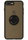 Newface iPhone 7 Plus Kılıf Montreal Yüzüklü Silikon Kapak - Siyah