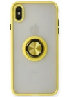 Newface iPhone X Kılıf Montreal Yüzüklü Silikon Kapak - Sarı