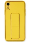 Newface iPhone XR Kılıf Coco Deri Standlı Kapak - Sarı